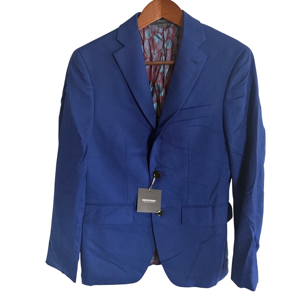 Indochino Mens Royal Blue Blazer Jacket 40R Custom Wedding Formal Sport